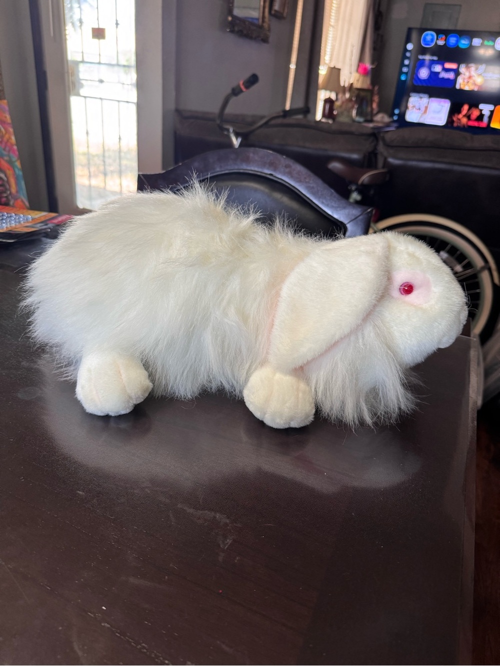 VTG 1988 Chrisha Playful Plush White Albino 18” Bunny Rabbit Pink Eyes Fuzzy EUC